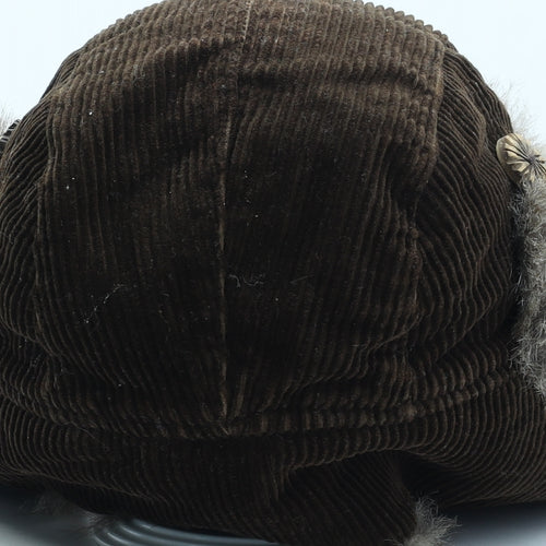 Fat Face Mens Brown Polyester Trapper Hat One Size - Faux Fur Trim
