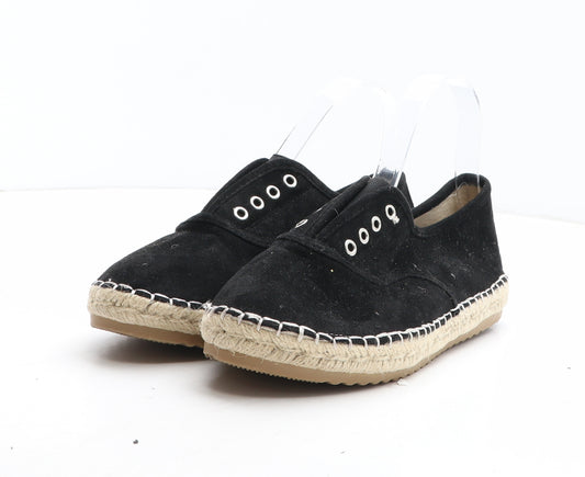 CHC-Shoes Womens Black Fabric Espadrille Casual UK