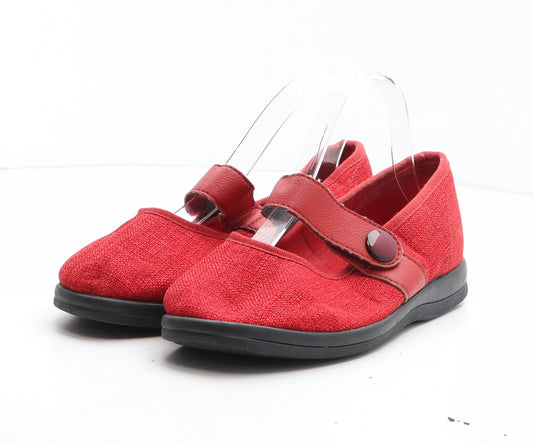 Cosyfeet Womens Red Fabric Mary Jane Casual UK