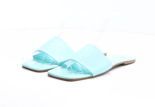 Primark Womens Blue Synthetic Slip On Sandal UK