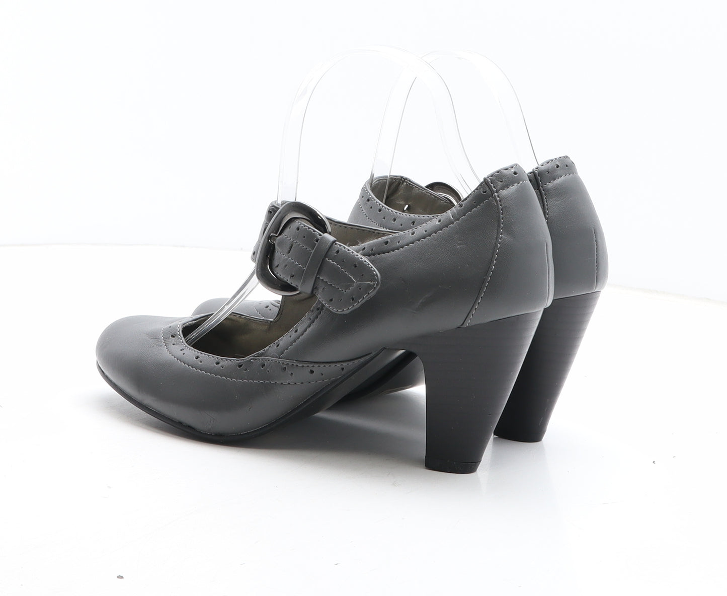 Tommy & Kate Womens Grey Synthetic Court Heel UK - Mary Jane Style