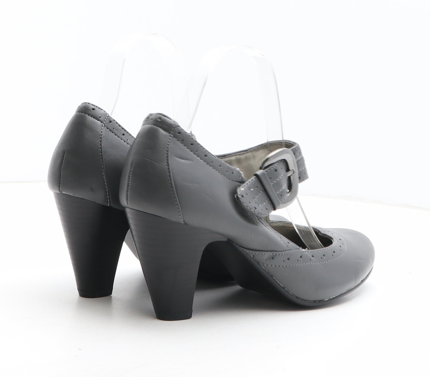Tommy & Kate Womens Grey Synthetic Court Heel UK - Mary Jane Style