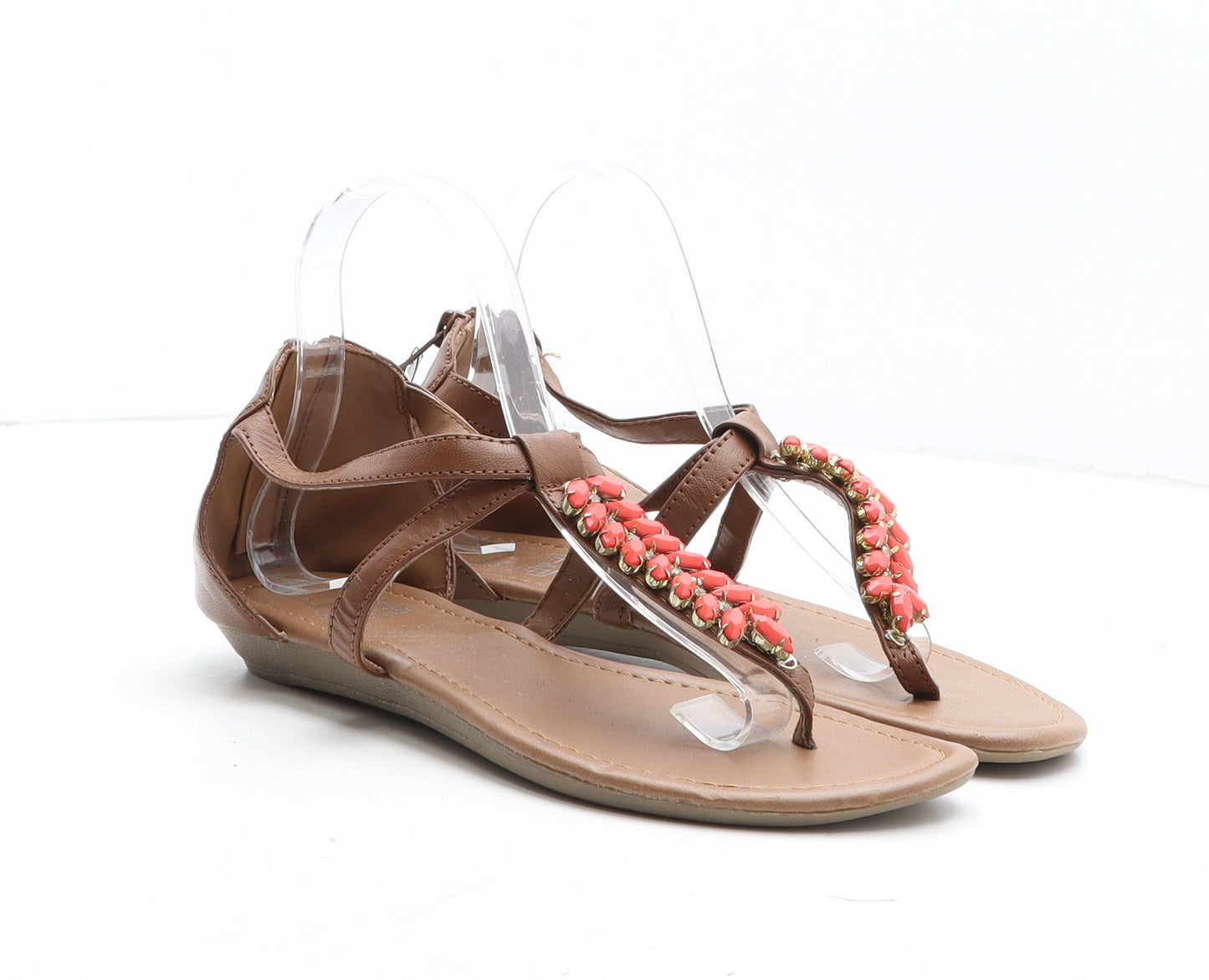 F&F Womens Brown Synthetic Thong Sandal UK