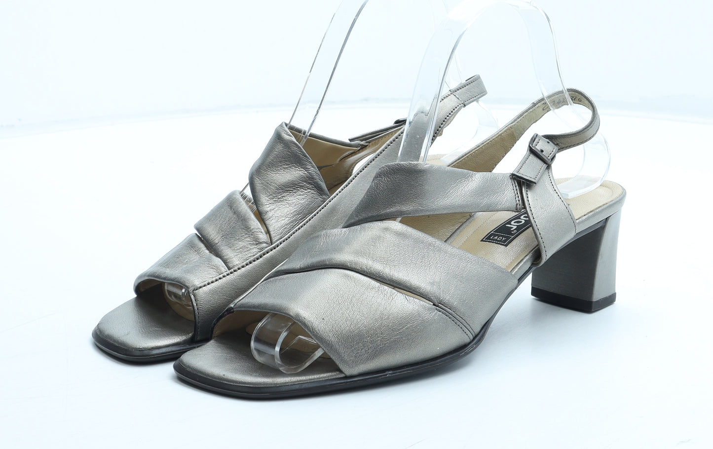 Gabor Womens Silver Leather Slingback Heel UK