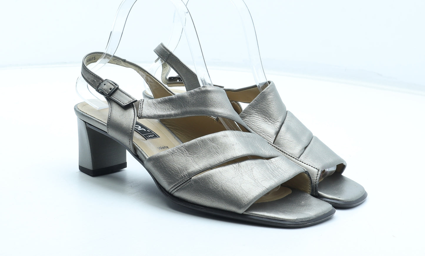 Gabor Womens Silver Leather Slingback Heel UK