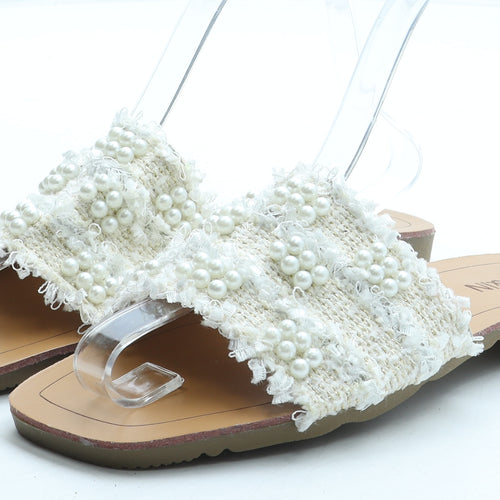 She&In Womens White Polyester Slip On Sandal UK