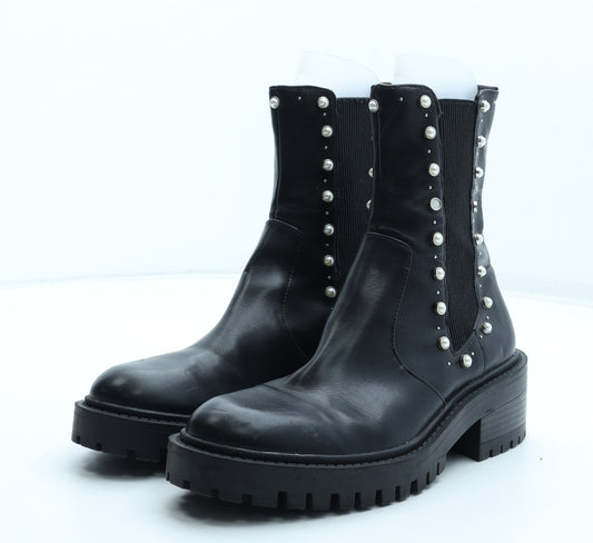 Zara Womens Black Polyurethane Chelsea Boot UK