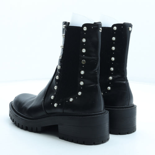 Zara Womens Black Polyurethane Chelsea Boot UK