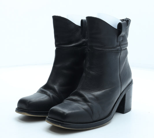 John Lewis Womens Black Leather Bootie Boot UK