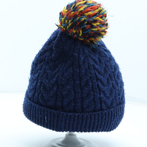 John Lewis Boys Blue Acrylic Bobble Hat One Size - UK Size 9-12 Years