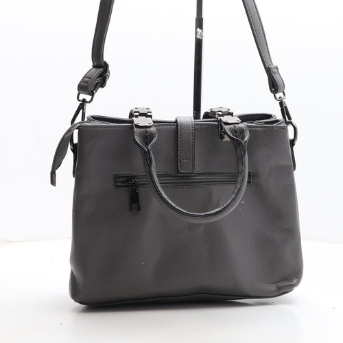 Preworn Womens Grey Polyurethane Top Handle Bag Size Medium