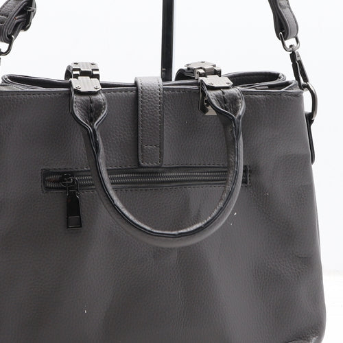 Preworn Womens Grey Polyurethane Top Handle Bag Size Medium