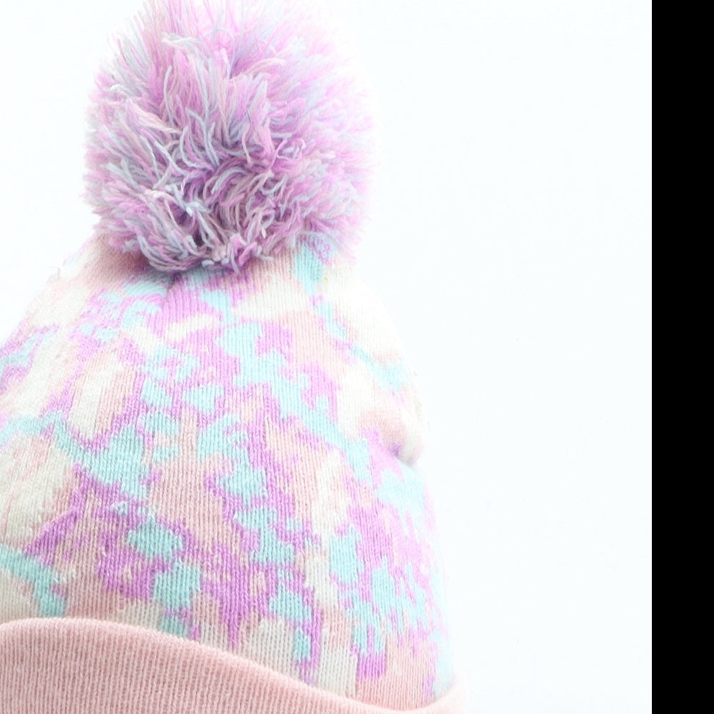 Capelli New York Girls Pink Geometric Acrylic Bobble Hat One Size - Size 2-4 Years