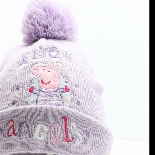 Peppa Pig Girls Pink Acrylic Bobble Hat One Size - Size 3-4 Years