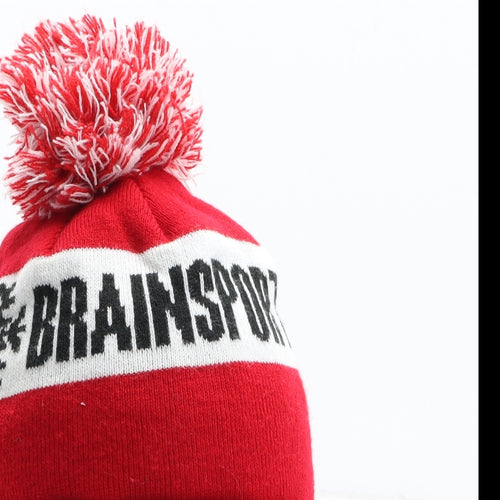 Brainsport Womens Red Geometric Acrylic Bobble Hat One Size