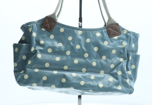 Preworn Womens Blue Polka Dot Polyurethane Top Handle Bag Size Medium