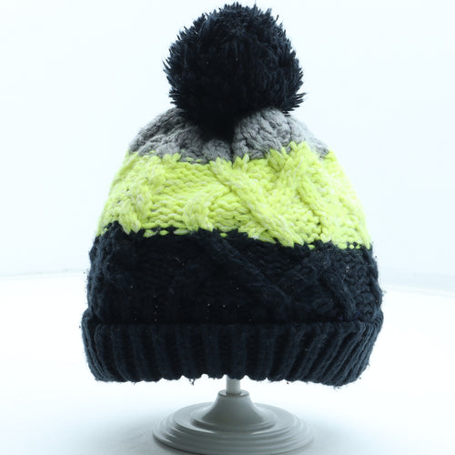 Marks and Spencer Boys Multicoloured Colourblock Acrylic Bobble Hat Size S - Size 6-10 years