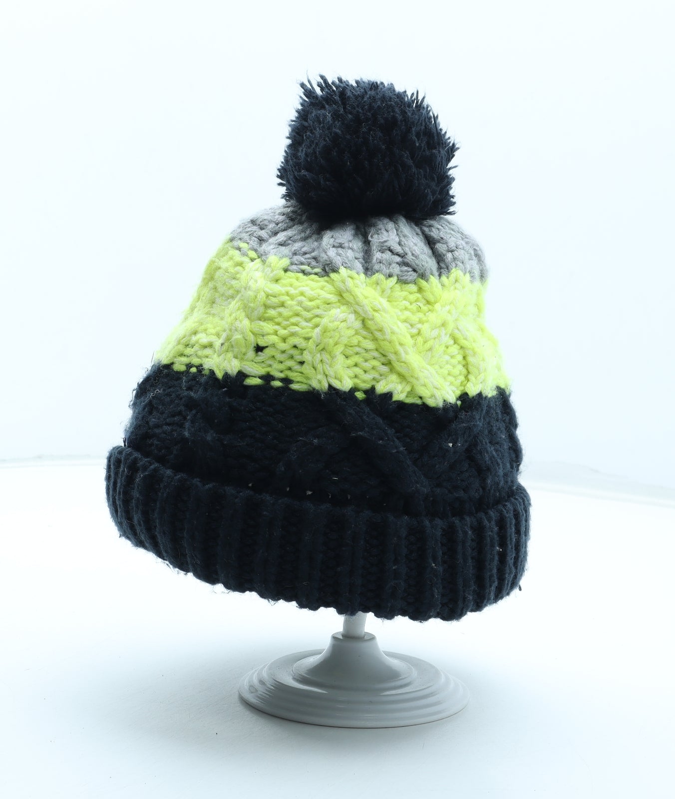 Marks and Spencer Boys Multicoloured Colourblock Acrylic Bobble Hat Size S - Size 6-10 years