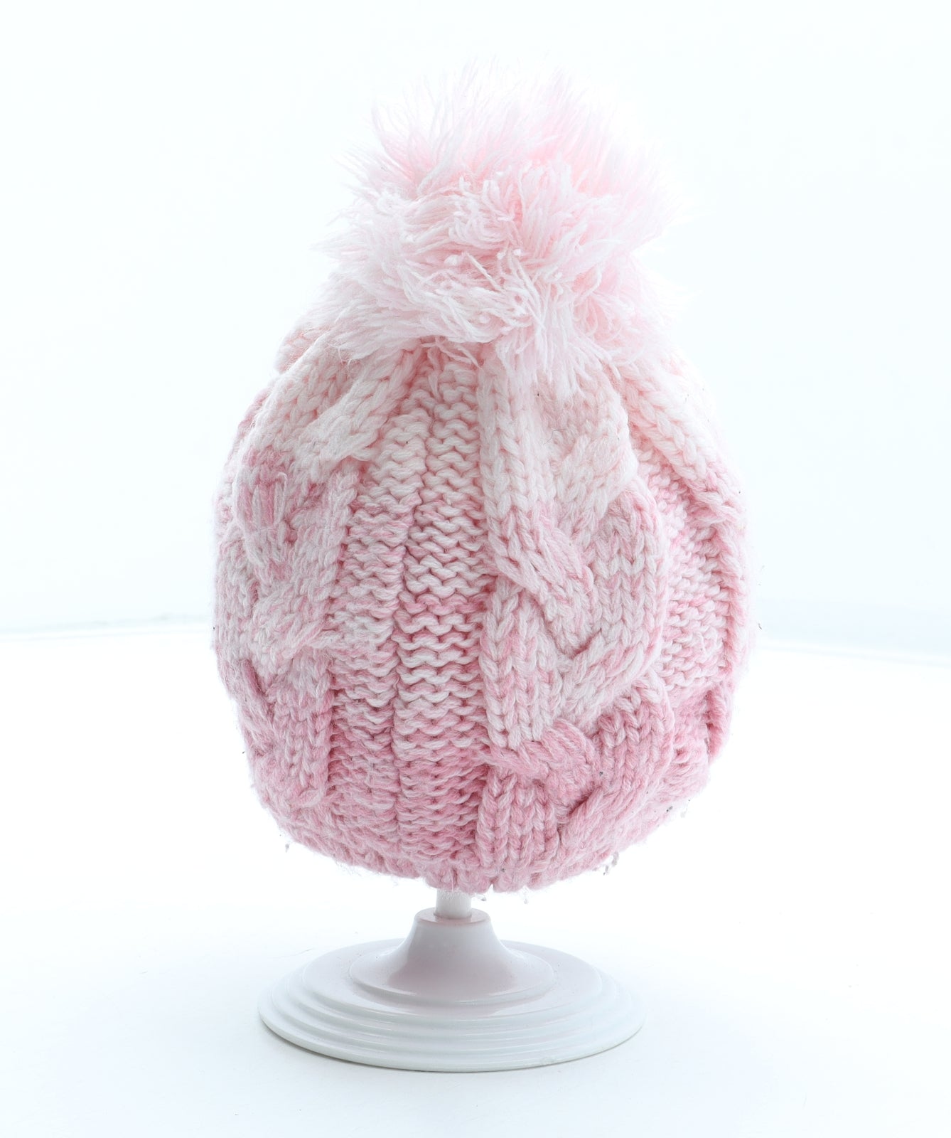 Nutmeg Girls Pink Acrylic Bobble Hat Size S - Size 6-12 months