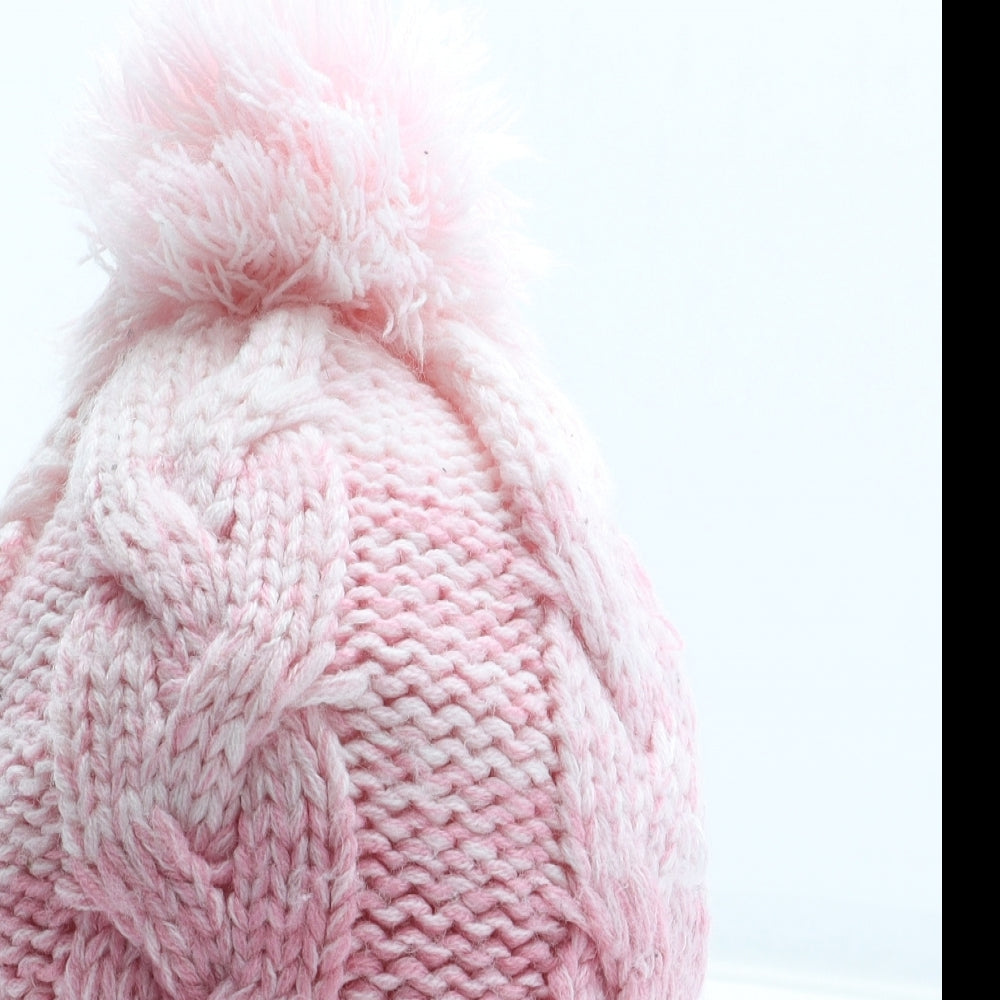 Nutmeg Girls Pink Acrylic Bobble Hat Size S - Size 6-12 months