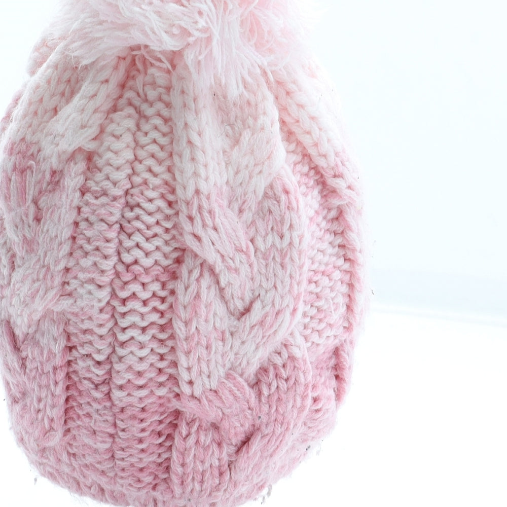 Nutmeg Girls Pink Acrylic Bobble Hat Size S - Size 6-12 months