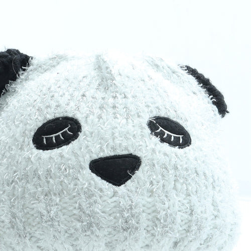 George Girls Grey Acrylic Beanie One Size - Panda Size 4-8 Years