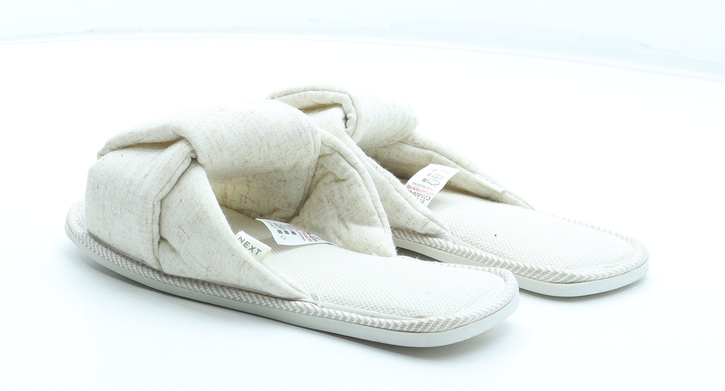 NEXT Womens Ivory Polyester Slip On Slipper UK - Size UK 3-4