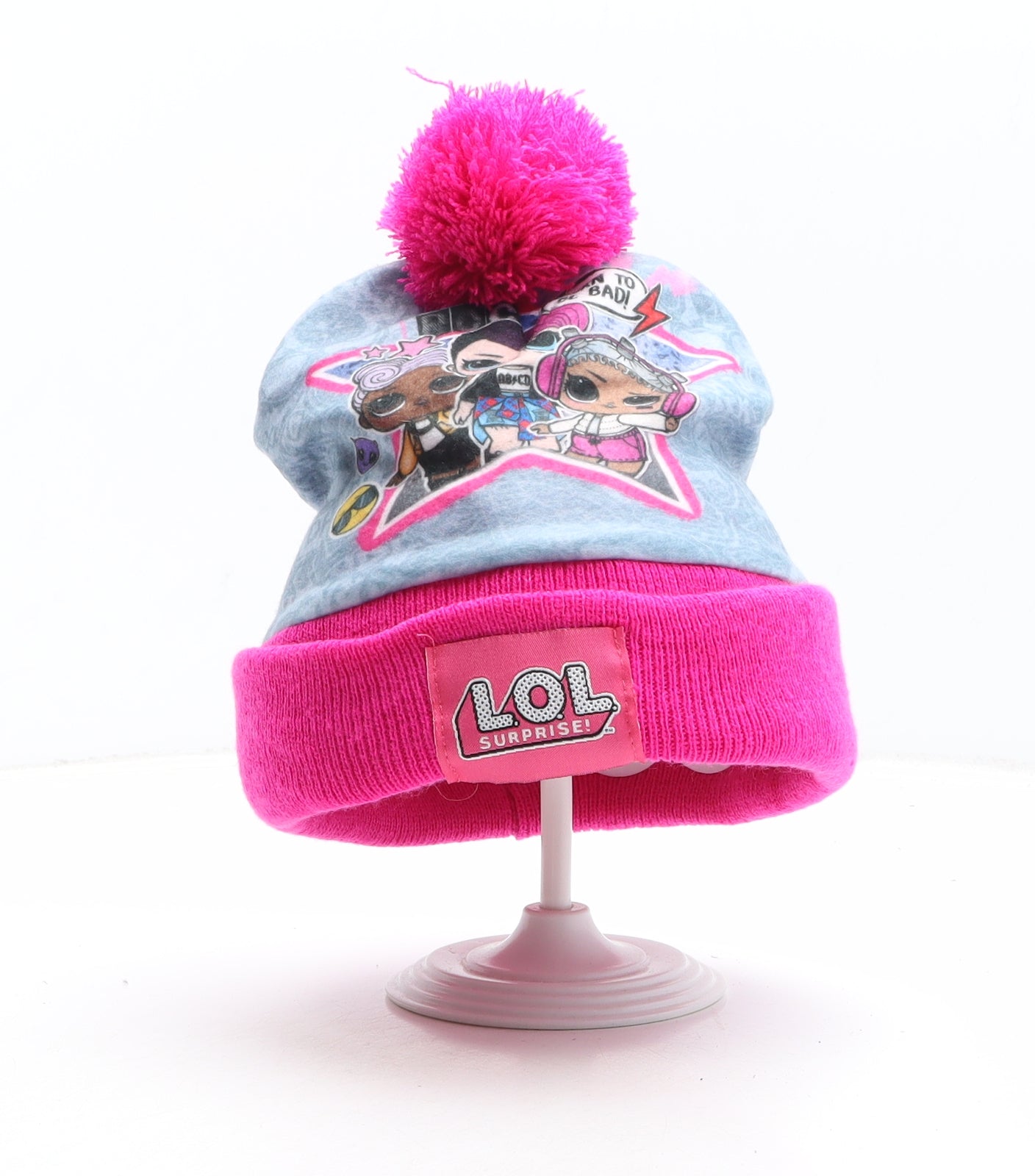 LOL Surprise Girls Pink Geometric Acrylic Bobble Hat One Size