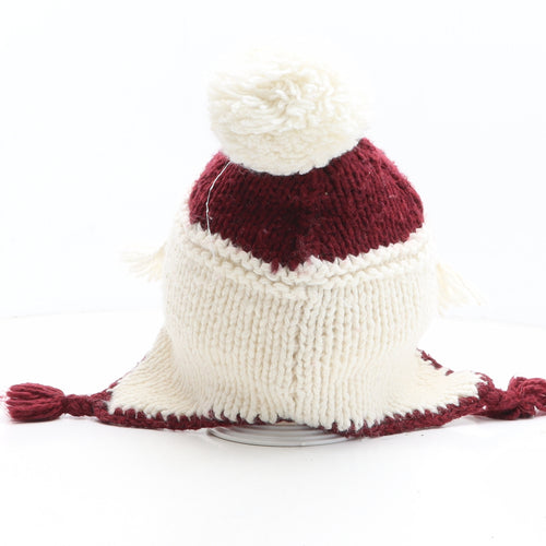 NEXT Boys Red Acrylic Bobble Hat One Size - Father Christmas Hat Size 1-2 years