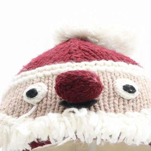NEXT Boys Red Acrylic Bobble Hat One Size - Father Christmas Hat Size 1-2 years