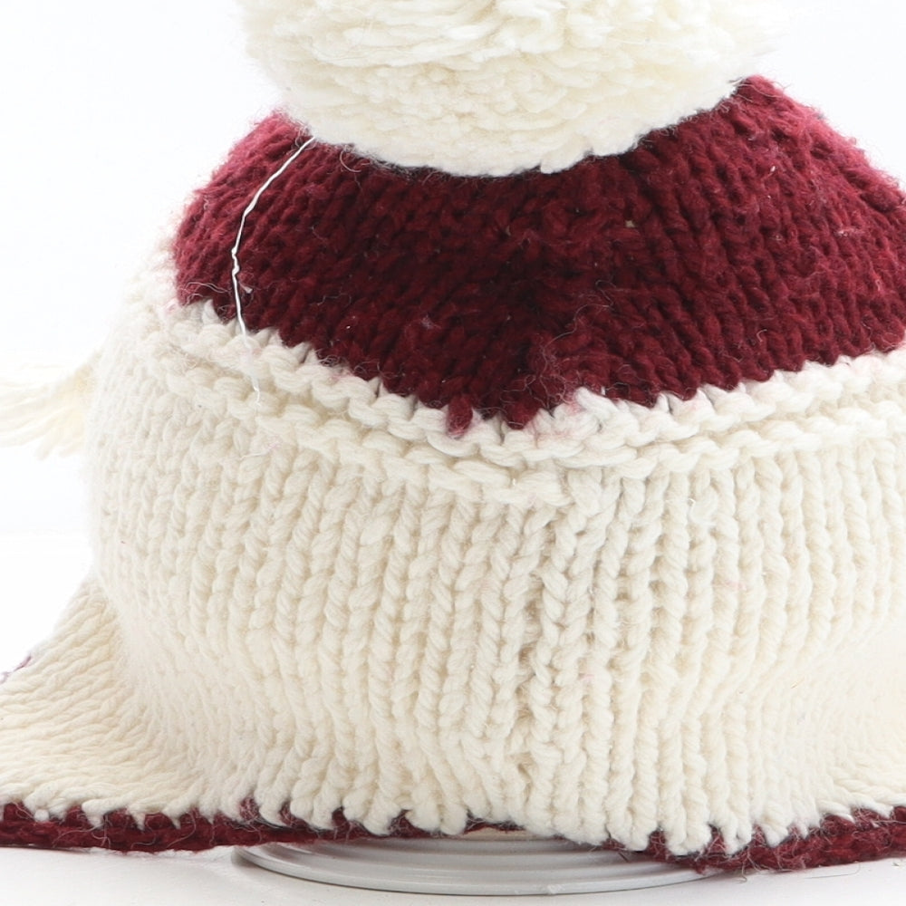 NEXT Boys Red Acrylic Bobble Hat One Size - Father Christmas Hat Size 1-2 years