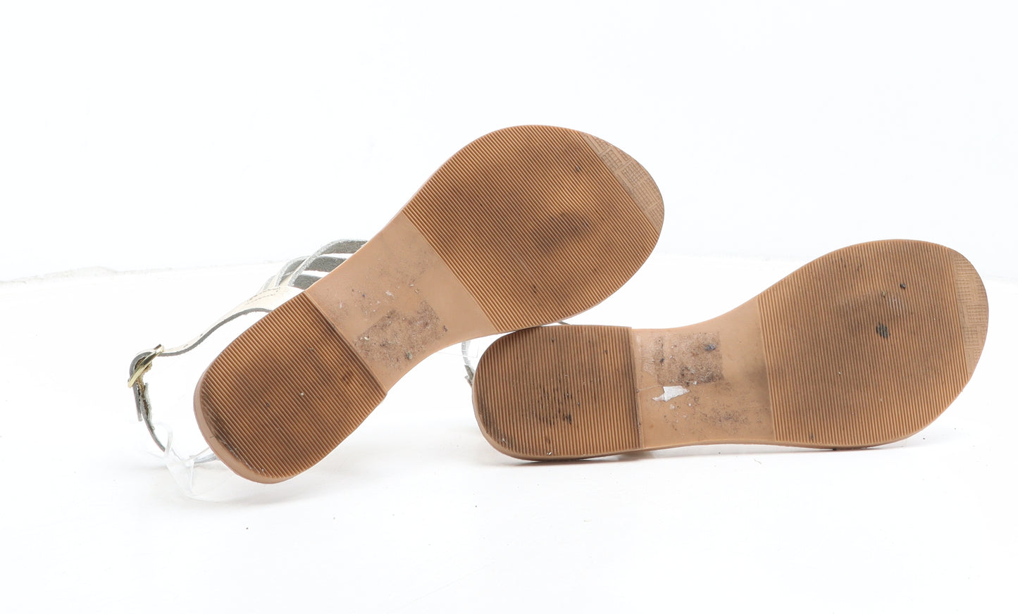 Dorothy Perkins Womens Gold Leather Thong Sandal UK