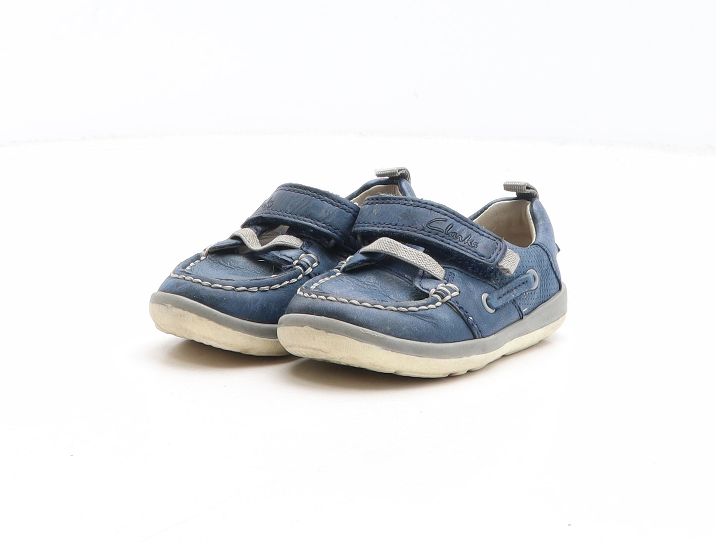 Clarks Boys Blue Synthetic Trainer Casual UK 4