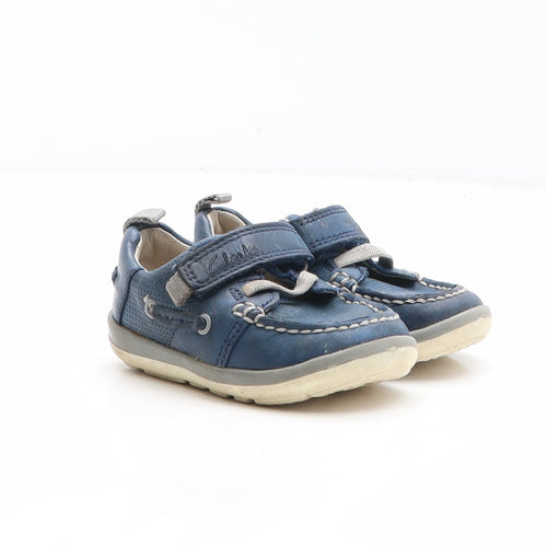 Clarks Boys Blue Synthetic Trainer Casual UK 4