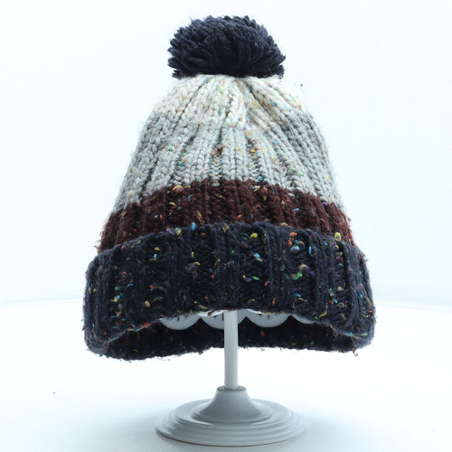 Marks and Spencer Boys Multicoloured Colourblock Acrylic Bobble Hat One Size - Size 6-10 years