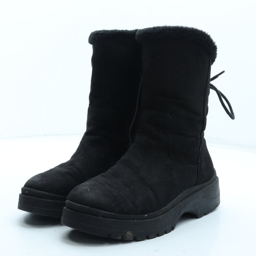F&F Womens Black Polyester Shearling Style Boot UK