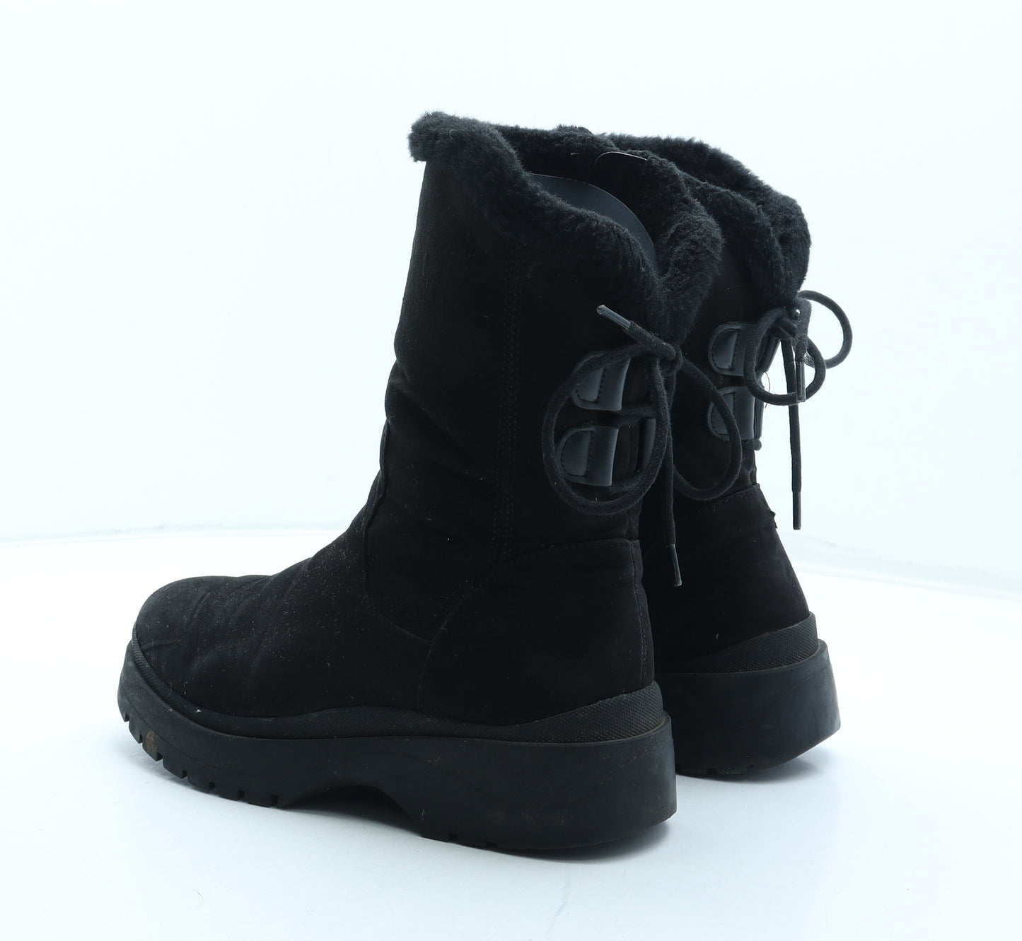 F&F Womens Black Polyester Shearling Style Boot UK
