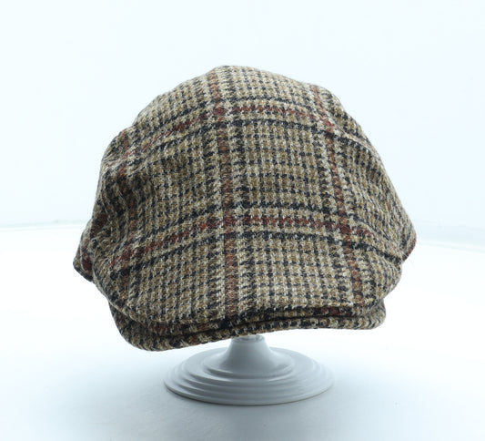 Marks and Spencer Mens Brown Plaid Polyester Flat Cap One Size