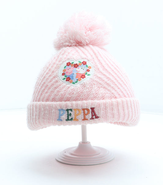 Nutmeg Girls Pink Acrylic Bobble Hat Size S - Peppa Pig Size 1-3 Years