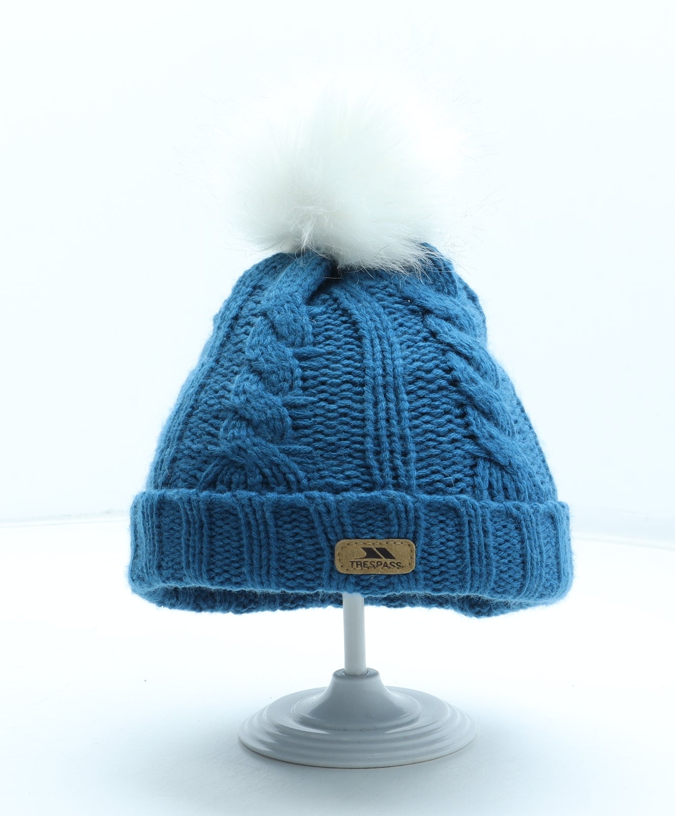 Trespass Boys Blue Acrylic Bobble Hat Size S - Size 2-4 Years