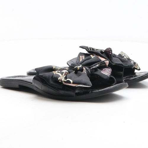 Queen Vivi Womens Black Synthetic Slip On Sandal UK - Croc Texture