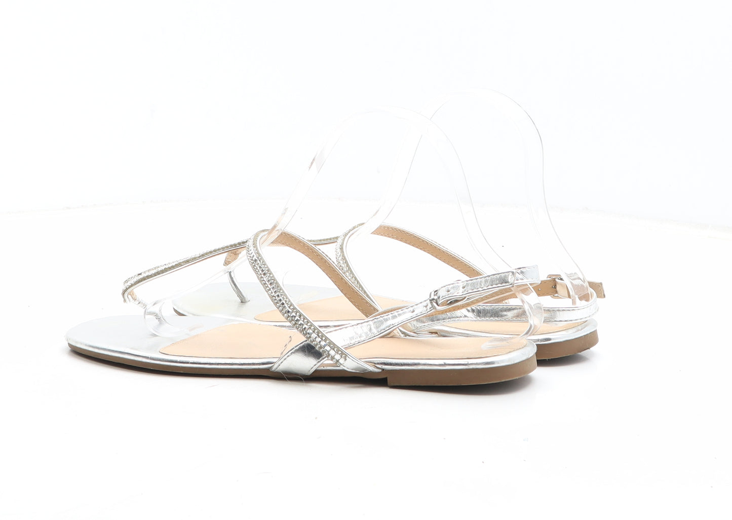 Oasis Womens Silver Synthetic Thong Sandal UK - UK Size Estimated 8