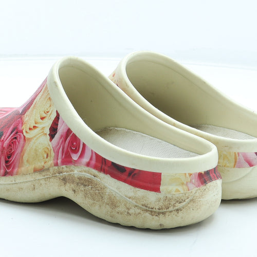 Preworn Womens Pink Floral Rubber Slip On Sandal UK