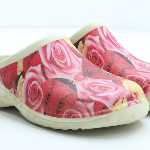 Preworn Womens Pink Floral Rubber Slip On Sandal UK