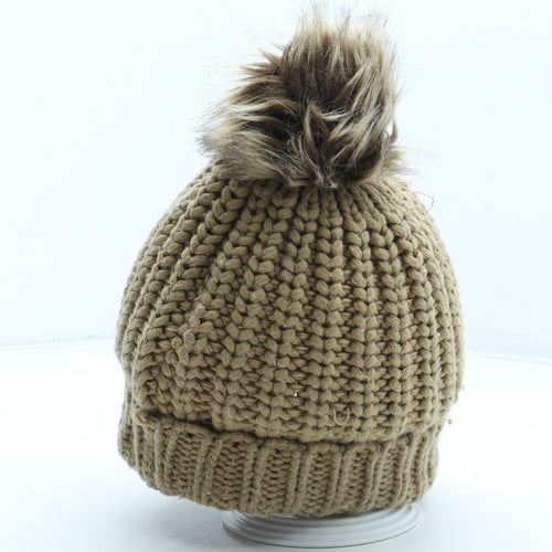 Barbour Womens Brown Acrylic Bobble Hat One Size