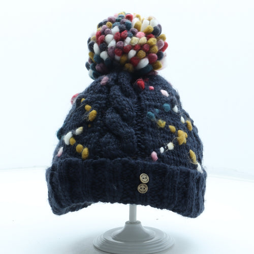 Fat Face Womens Blue Acrylic Bobble Hat One Size