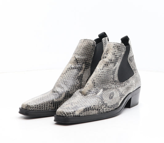 Clarks Womens Grey Animal Print Synthetic Chelsea Boot UK - Snakeskin Pattern