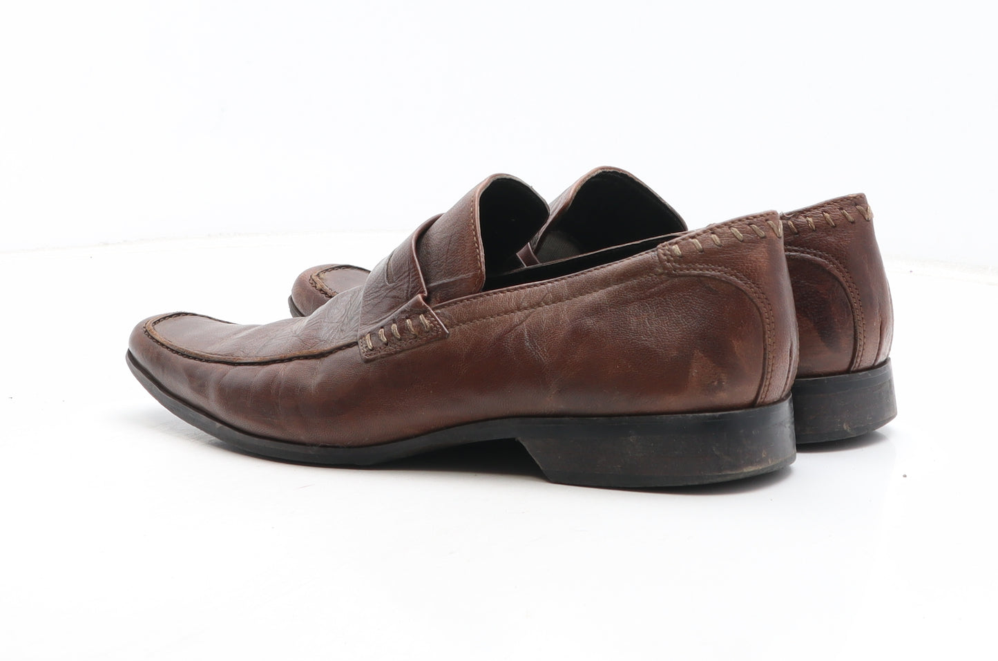 Faith Mens Brown Leather Slip On Casual UK 7 41
