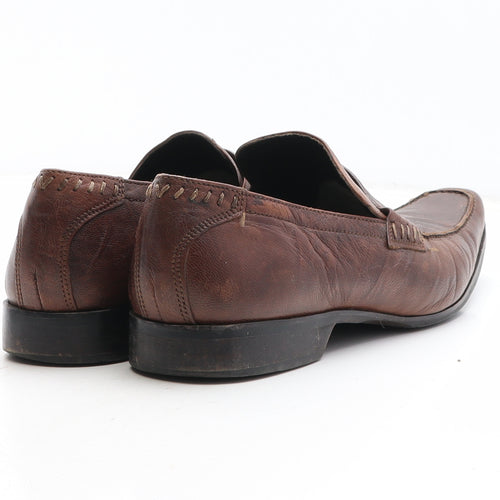 Faith Mens Brown Leather Slip On Casual UK 7 41