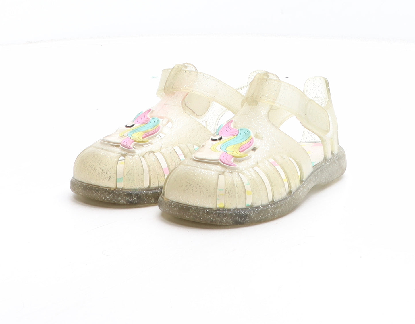 Preworn Girls Clear Synthetic Fisherman Sandal UK 7 25 - Unicorn Detail UK Size Estimated 7